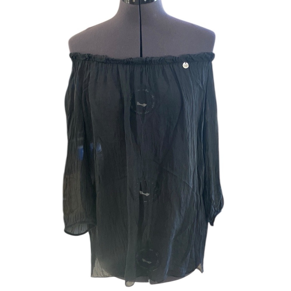 Massimo Rebecchi Off-The-Shoulder 3/4 Made
In Italy 100% SETA Black camouflage